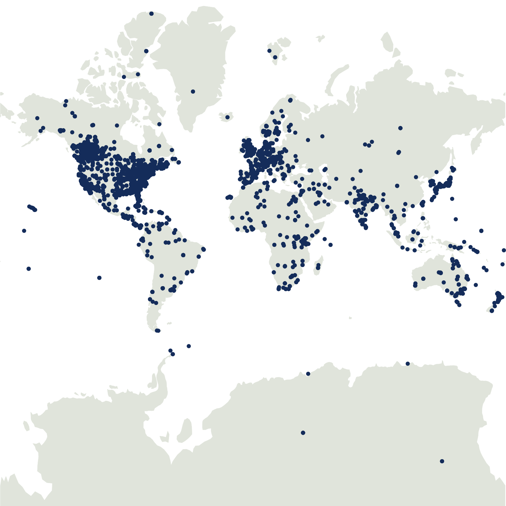 Map of UAMH strain locations
